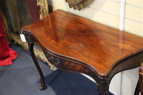 A fine pair of George III French Hepplewhite mahogany card tables, W.3ft 1in. D.1ft 6in. H.2ft 4.5in.